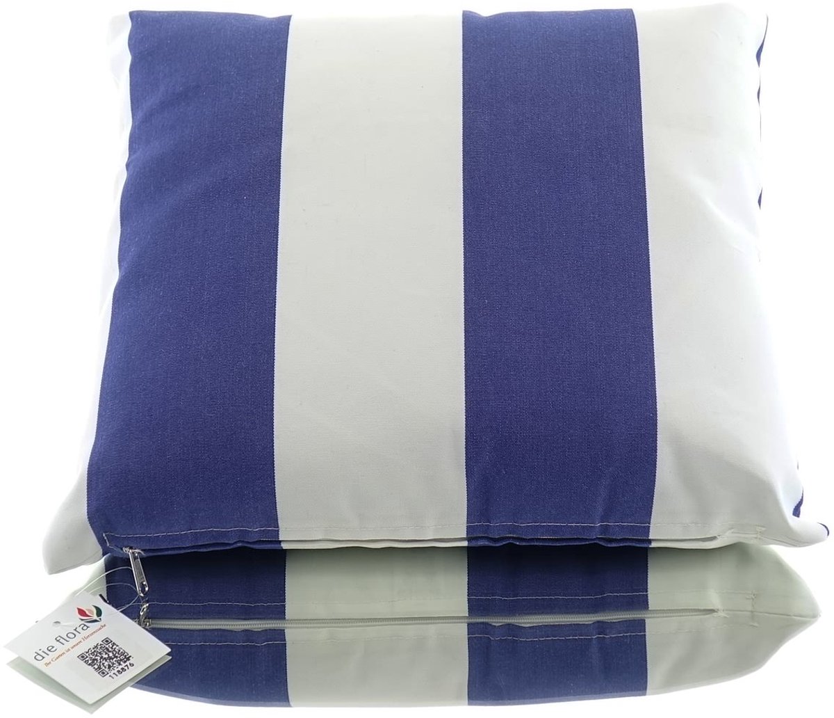 Van der Leeden kussen blauw wit gestreept 40 x 35 cm