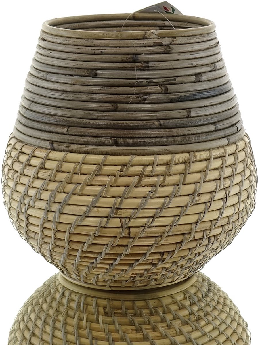 Van der Leeden bloempot stripe/lombok 24x25cm grijs/blond