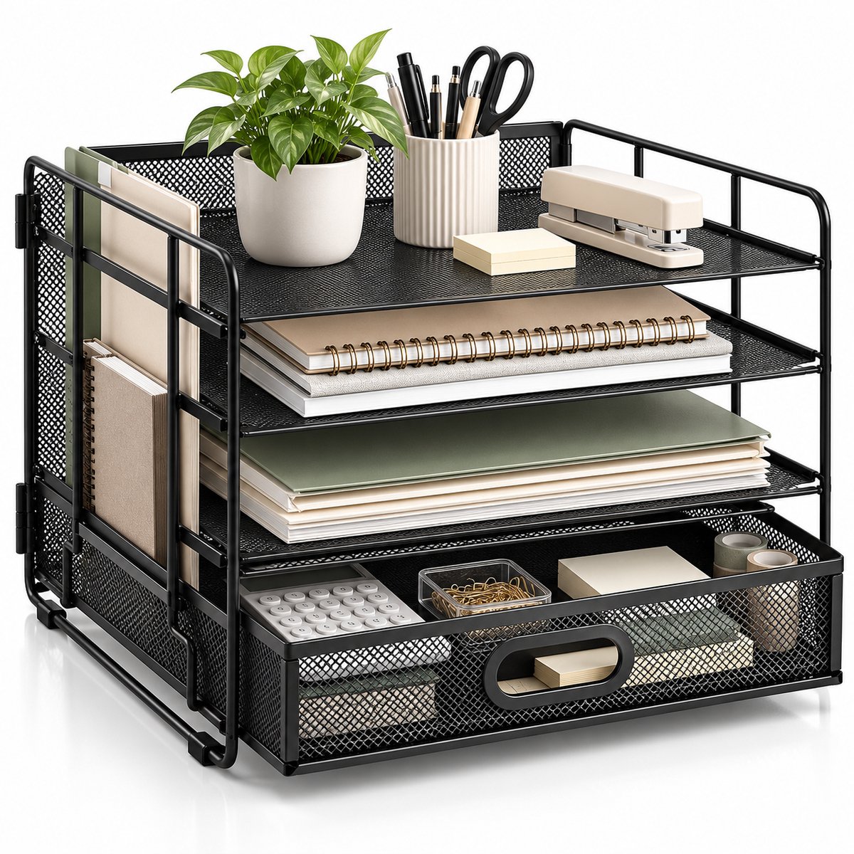 Maomi™ Bureau Organizer L - Met Pennenbakjes - Vakjes - Bureau accessoires - Brievenbak - Kantoor - Opbergen - Desktop Organizer