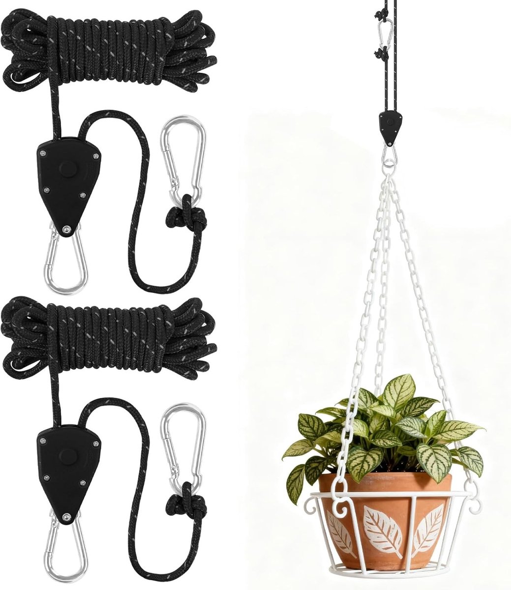Rope ratchets met haken, 4 meter lang en 4 mm dik, ideaal voor het bevestigen en ophangen van voorwerpen