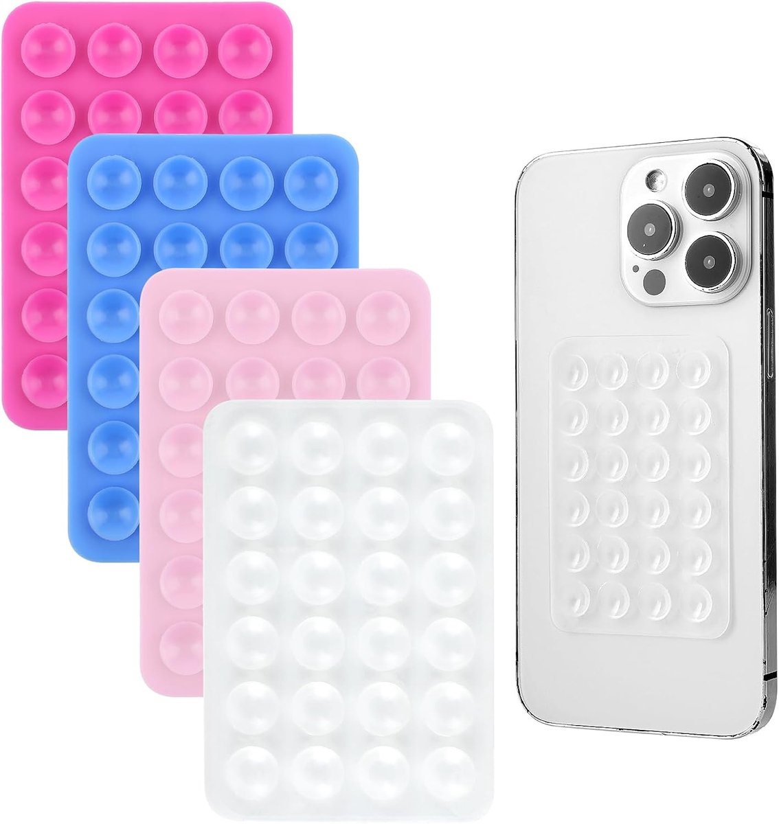 4 stuks siliconen telefoonhouder met zuignap, smartphonehouder, autohouder, compatibel met alle mobiele telefoonmodellen (4 kleuren)