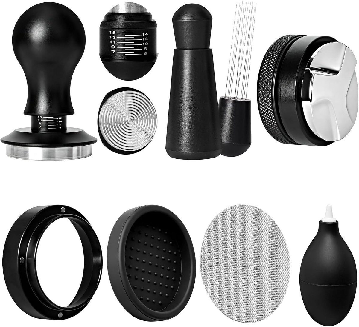 Accessoires 7-delig Set 51 mm, Espresso Accessoires met Tamper