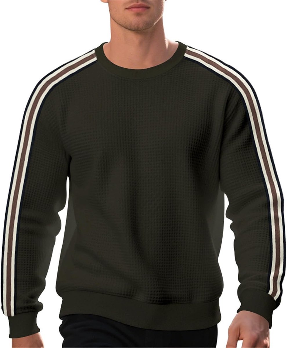 Slank sweatshirt voor heren, licht, lange mouwen, casual, gestreept, ideaal voor herfst en winter.