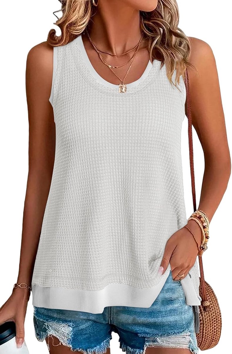Tanktop Dames Zomer Mouwloos Tops Dames Loose Ronde Hals Oversized Ademend Relaxed Mode T-Shirts
