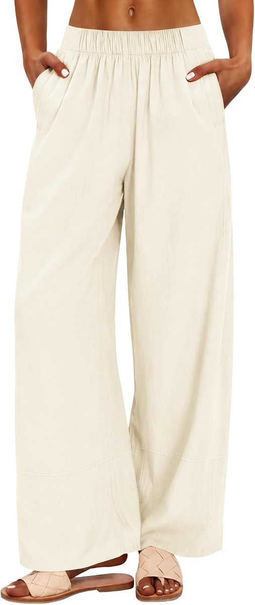 Linnen broek Womens katoen wijde pijpen broek zomer casual broek
