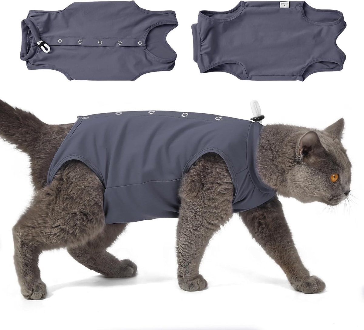 Herstelpak voor katten, postoperatie, onesie, alternatief voor E-kraag, voor terugwinning, zacht, ademend, operatiepak met verstelbare hals