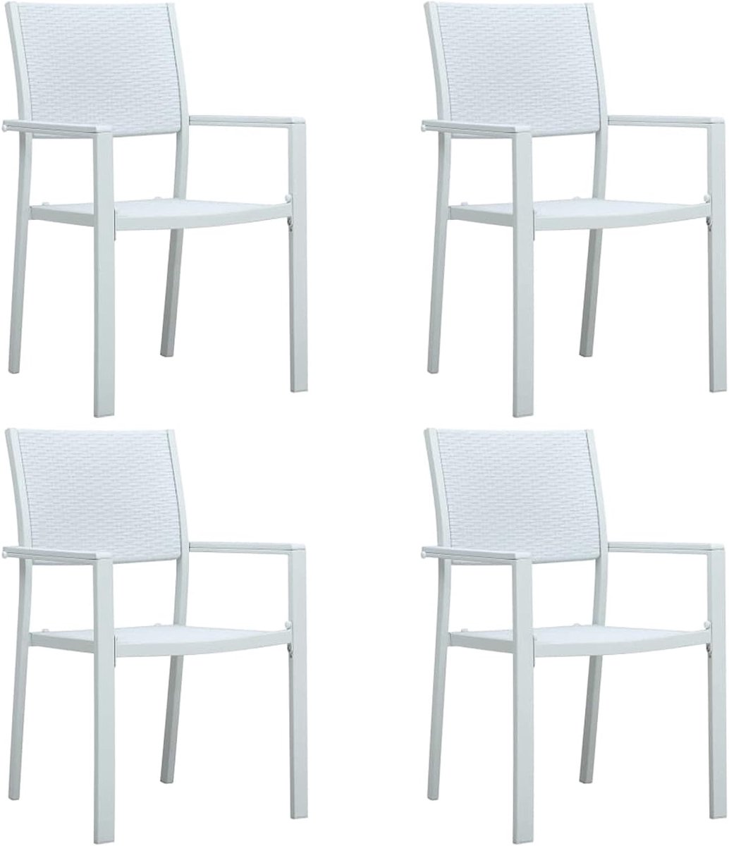 4 stuks, buitenstoelen, stoelen, terras, tuinstoel, buiten, stoelen, tuin, eetkamer, kunststof met witte rotanlook