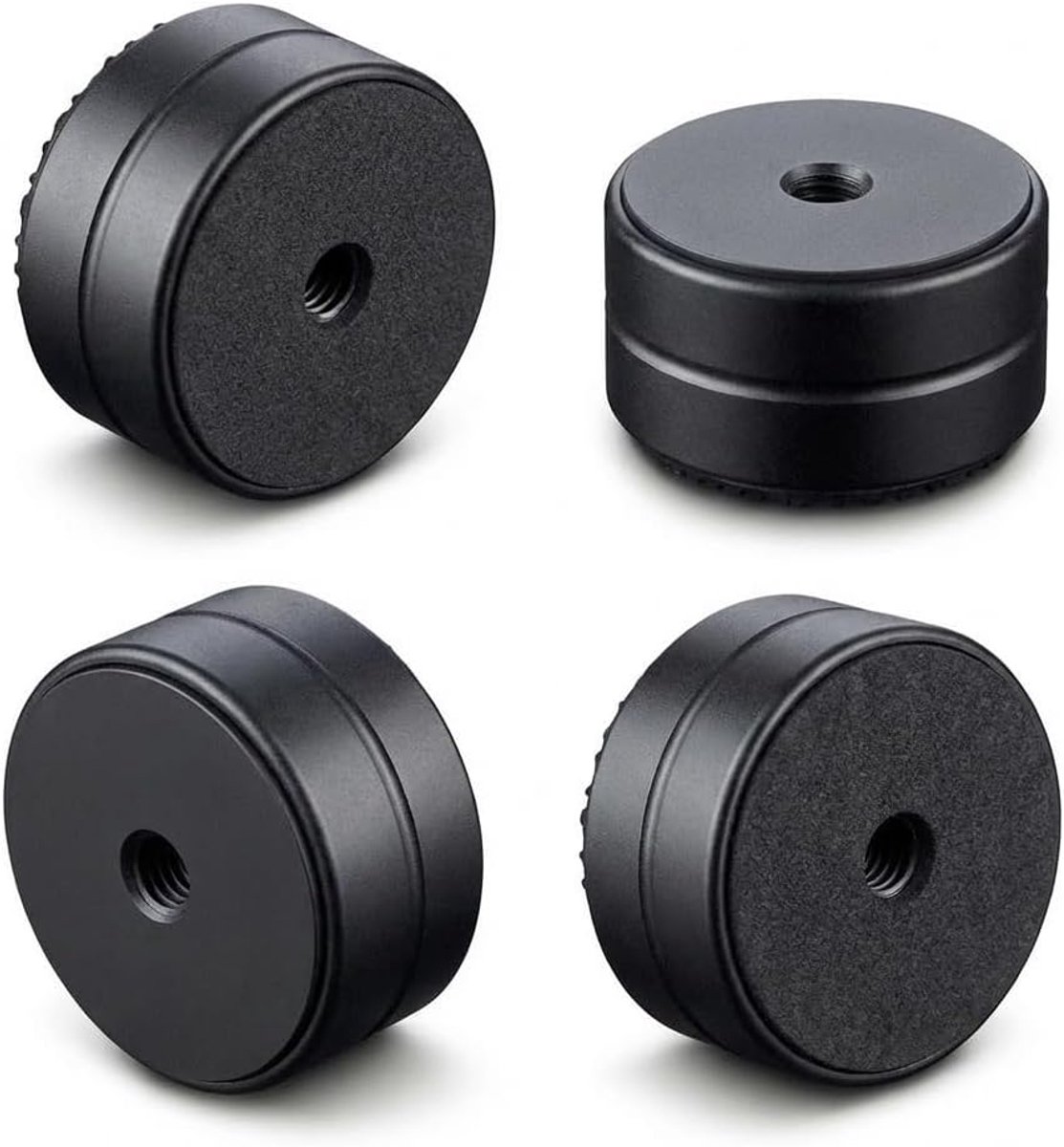 4 stuks aluminium apparaatvoetjes HiFi Absorber PC-behuizingsvoetjes met hoge stabiliteit en rubberen dempers 30 x 15 mm luidsprekerdempervoetjes (15 mm hoog zwart)