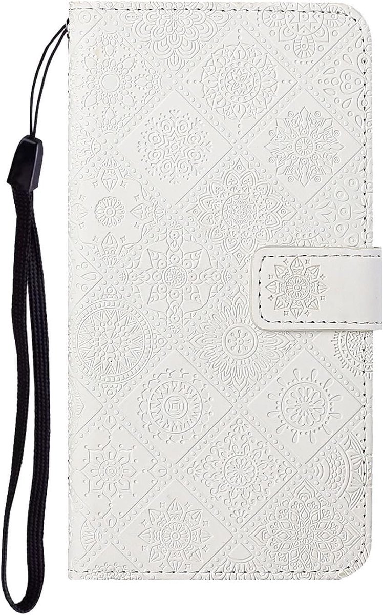 Hoes voor iPhone 15, flip telefoonhoes met portefeuille, kaartenvak, standaard, stootvaste premium PU-leren klaphoes, multifunctionele cover voor iPhone 15, wit XC.