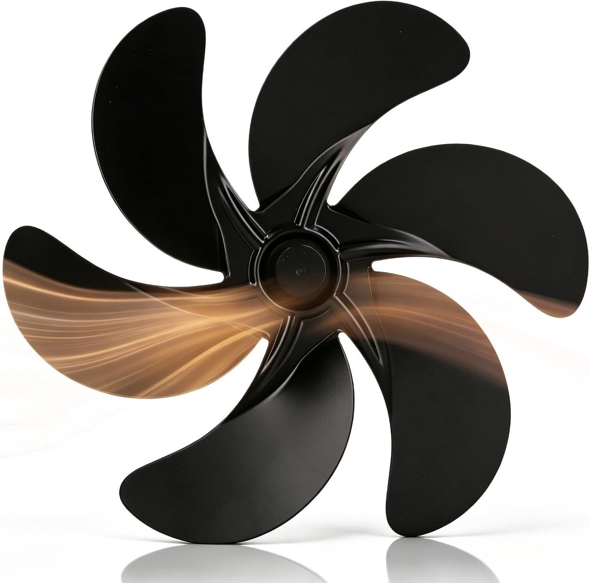 Ventilatorbladen Voor Open Haard, Door Warmte Aangedreven Kachelventilator 6 Bladen Zwart Ventilatorblad Vervangend Onderdeel Universele Kachelventilatoraccessoires Voor Houtkachels Open H