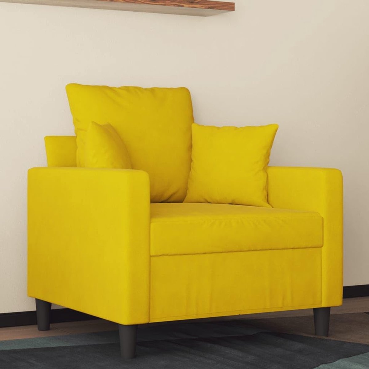 Zitzak van fluweel, 60 cm breed, met metalen frame, voor de woonkamer, zachte velours stof, zitmeubel met bekleding en stabiliteit, comfortabele leesstoel in modern design