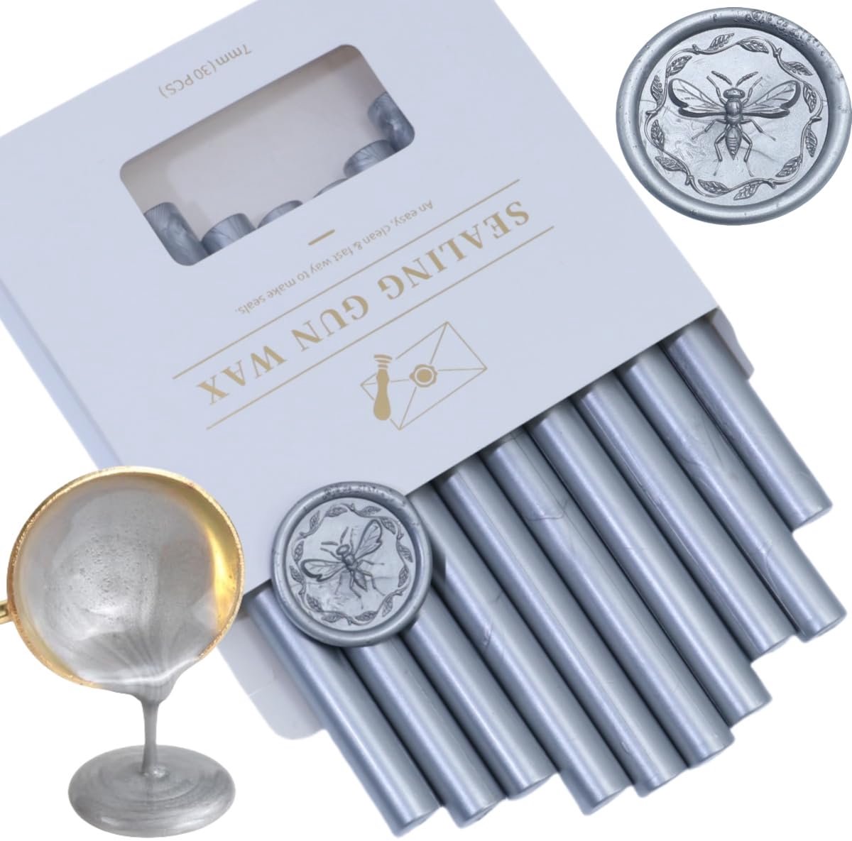 1,1 cm, zilverkleurig, 10 stuks, lijmpistool, waszegelsticks, voor brieven, wenskaarten, wijn, afdichting, handwerk maken, bruiloft en feest, uitnodigingen (zilver)