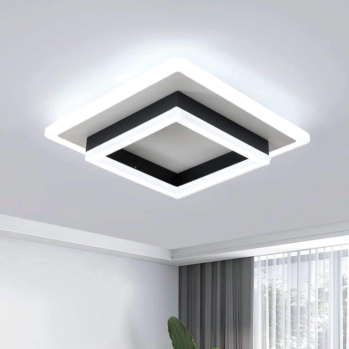 30W modern, vierkant, zwart, plafondlamp van acryl