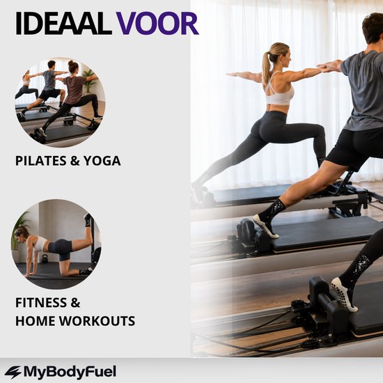 MyBodyFuel - Pilates Sokken - Antislip Sokken met Grip - Yoga Sokken - 2 Paar - One Size - Unisex - Zwart/Wit — afbeelding 5