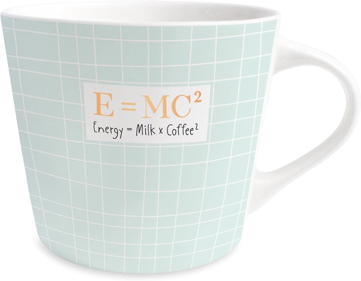 Workshop Koffiemok met echt goud | Porseleinen mok | 420 ml | E = MC²