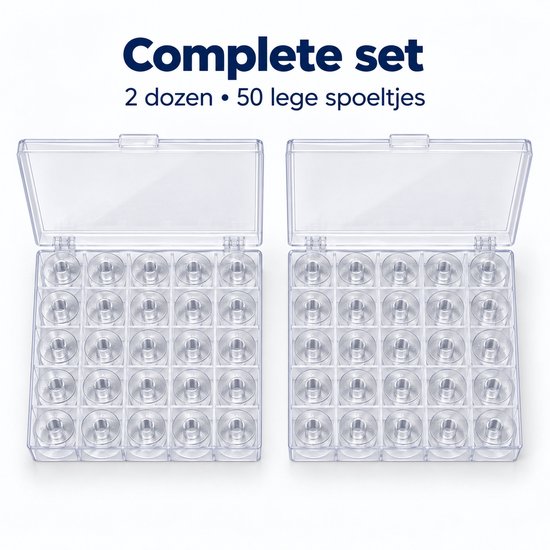 ** 2 ** SINGER-compatibele / Doosjes met 2x25 naaimachine spoeltjes (** 50st! **)- spoelendoos spoelen naaien naai machine / Ook compatibel met Brother A-serie, F-serie en NV1100, NV1300, Pfaff-stroom. (behalve Expression-serie en Select-serie) van Merkloos — afbeelding 2