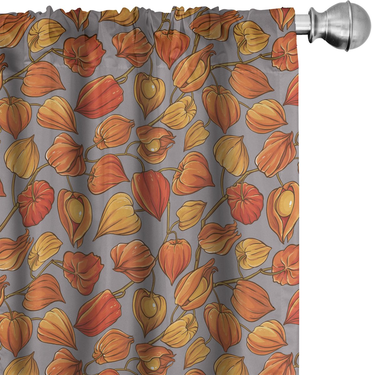 ABAKUHAUS Herfst Raamgordijnen, Goldene Tint Berry Thema, Lichtgewicht decoratieve 2-delige set met roedezak, 2 stuks 75 cm B x 245 cm L, Taupe Grijs en Vermiljoen