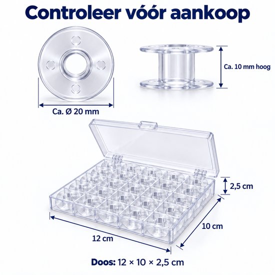 ** 2 ** SINGER-compatibele / Doosjes met 2x25 naaimachine spoeltjes (** 50st! **)- spoelendoos spoelen naaien naai machine / Ook compatibel met Brother A-serie, F-serie en NV1100, NV1300, Pfaff-stroom. (behalve Expression-serie en Select-serie) van Merkloos — afbeelding 3
