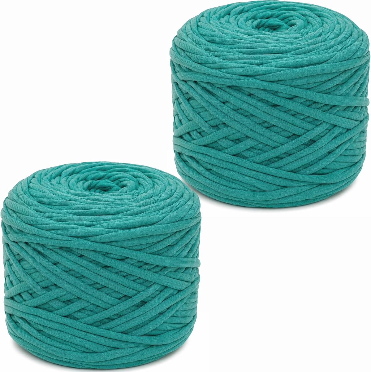 Set van 2 x 285 g, gehaakte garen, grof garen voor handbreien, stoffen strook, wollen garen voor tassen, manden, dekens en doe-het-zelf woondecoratie, 285 g per rol dikke wol (groen (Emeralgroen)