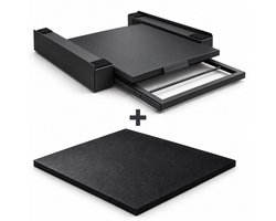 ProductXpert Stacko™ - Stapelkit & Anti Trillingsmat voor Wasmachine en Droger - Tussenstuk - Uitschuifbare Plank met Handdoekhouder - Zwart- AntiSlip - Geluidsdempende Antislip Mat - 620 x 620 x 10 mm