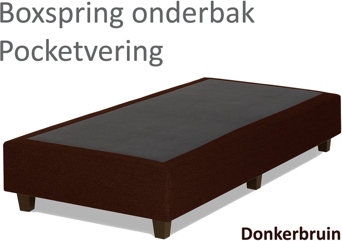 Boxspring.nl Boxspringonderbak Pocketvering, 90 x 210cm, Donkerbruin | Losse boxspring | Boxspring bedbodem | Boxspring onderstel | Pocketboxspring | Boxspring zonder matras