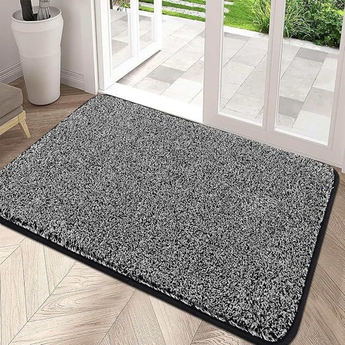 Livatto Deurmat 80x120 cm – Antislip Binnenmat met Rubberen Onderkant, Super Absorberend en Vuilafstotend, Zwart