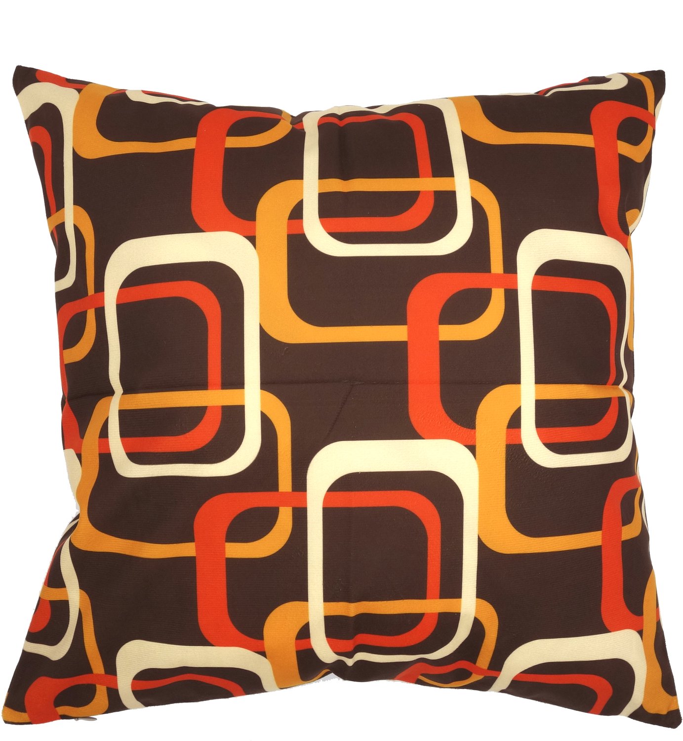 De Kussenkraam Retro nostalgische kussenhoes Wallace bruin | 45 x 45 cm | Exclusief binnenkussen bruin rood beige warmgeel