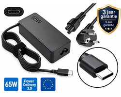 USB-C laptop oplader 65W – Power Delivery 3.0 – met EU-netsnoer – adapter geschikt voor o.a. Lenovo, Dell, HP, Asus, MacBook