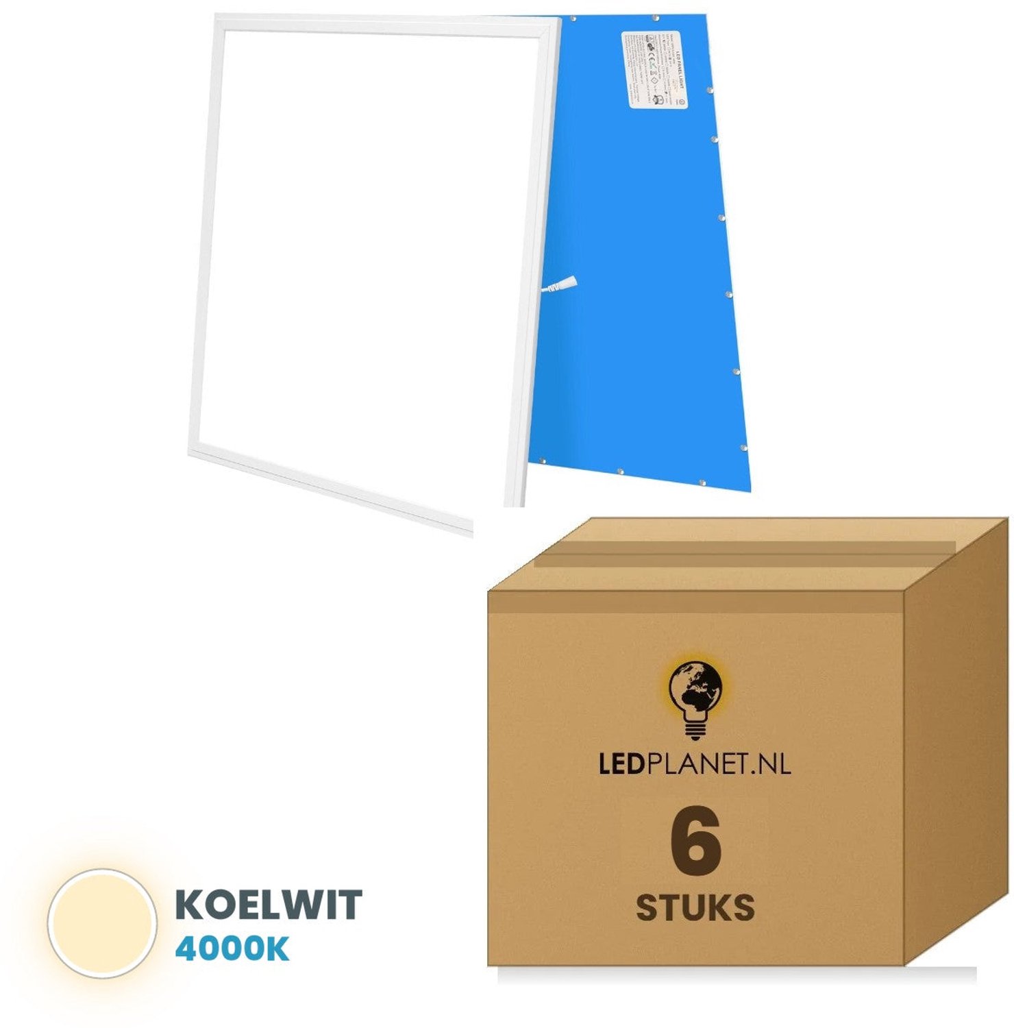 Tsong LED paneel 60x60 cm Edge-lit - 6 stuks - 32W - Koelwit 4000K - 4160 lm - CRI80 - 230V