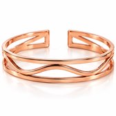 Dutchers® Koperen Armband Dames – Elegante Open Manchet Armband – Verstelbare Damesarmband – Gevlochten Design – Koperkleurig Sieraad – Cadeau voor Haar