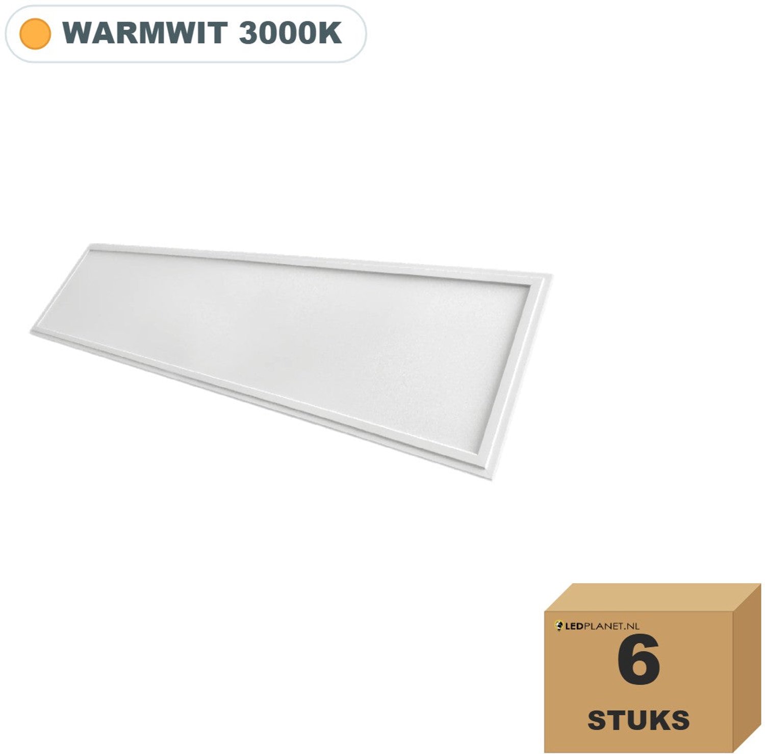 Tsong LED paneel 30x120 cm 11mm - 6 stuks - 36W - Warmwit 3000K - 3960 lm - UGR