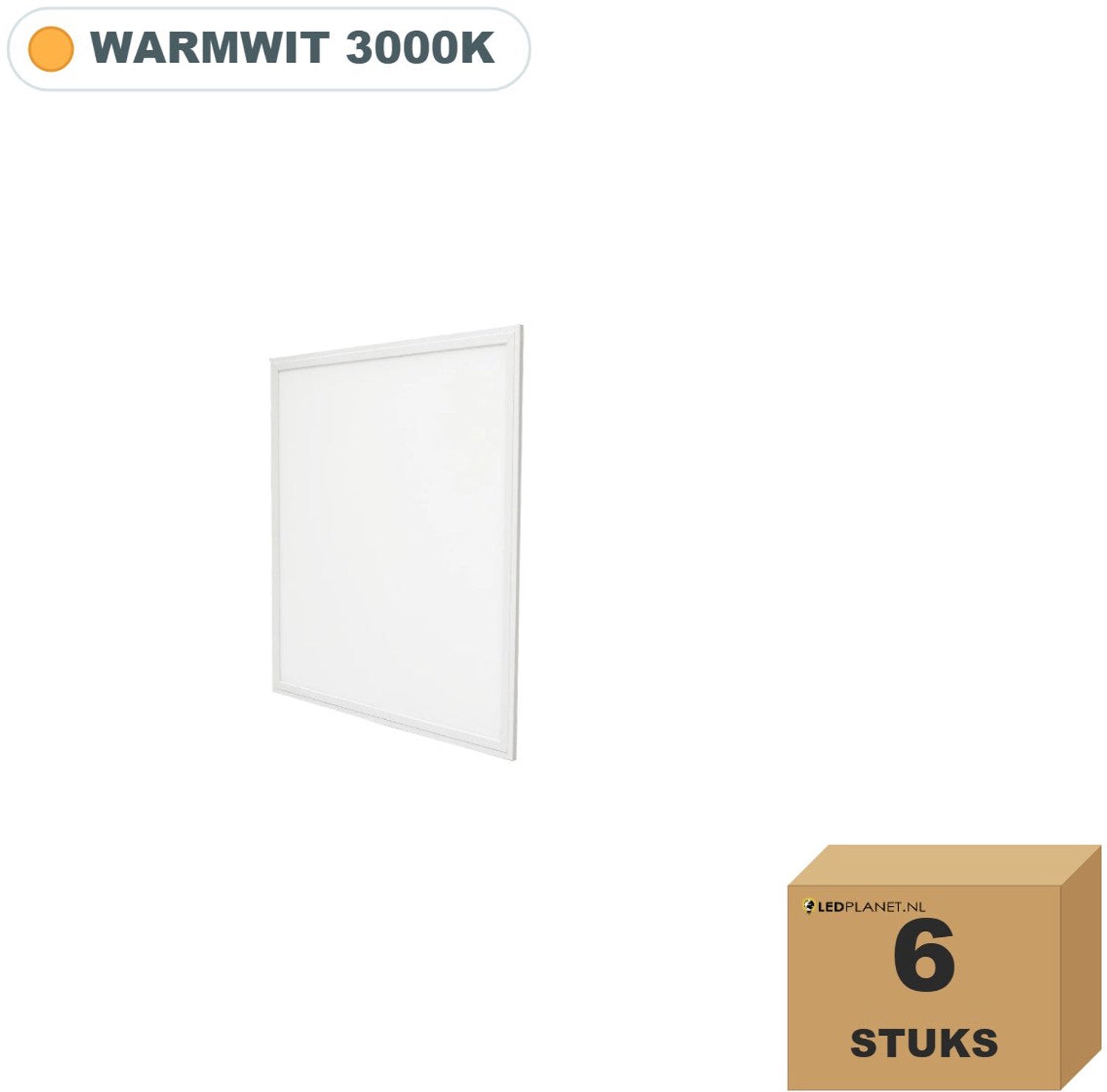 Tsong LED paneel 60x60 cm 9mm - 6 stuks - 36W - Warmwit 3000K - 3960 lm - UGR