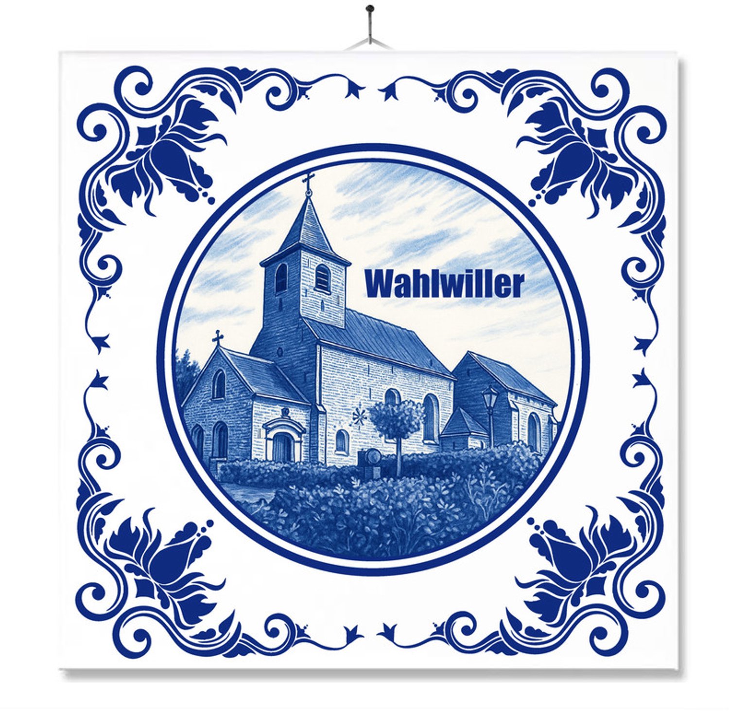 MC Living Tegel Met Opdruk | Wahlwiller | Delft Blauw | Cadeau | Inclusief Geschenkdoos | Standaard | Ophangsysteem Multi-Color