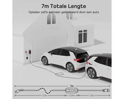 Luxe Mobiele EV Wallbox 11 kW Laadpaal met CEE 16A Stekker en Schuko Adapter - 3-Fase Type 2 Draagbare Lader voor Elektrische Auto's (6A-16A) - IP66 Waterdicht - 7 Meter Kabel en Opbergtas voor Thuis en Onderweg - Zwart