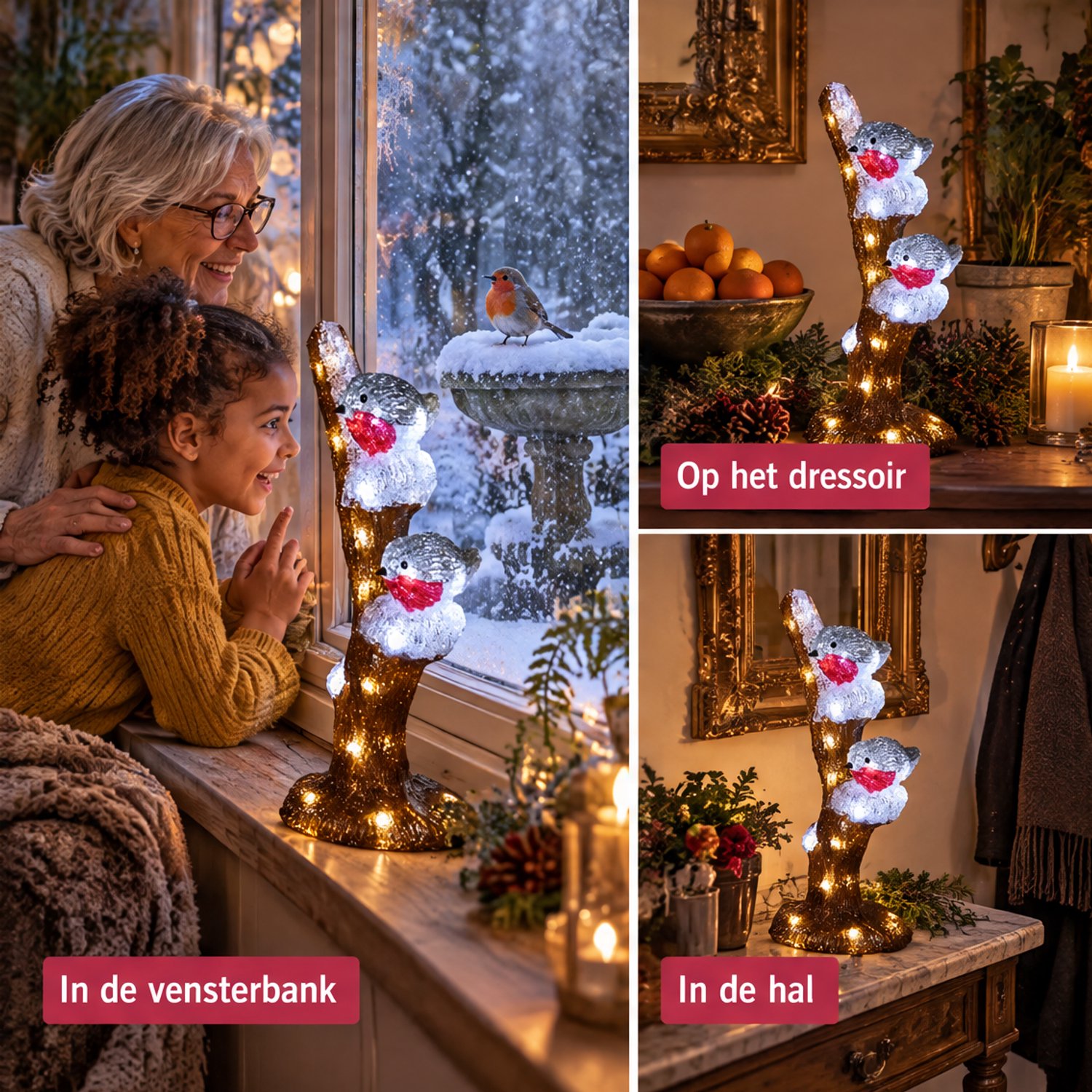 Levano Kerstverlichting Buiten Figuren - Kerstdecoratie voor Binnen en Buiten - Kerstverlichting op Batterij - Kerstlampjes met Timer - Kerstbeeldjes - Kerst Vogels op Tak - Kerst Tuin Decoratie - Acryl Kerstfiguur met LED - Sfeerverlichting – foto 7