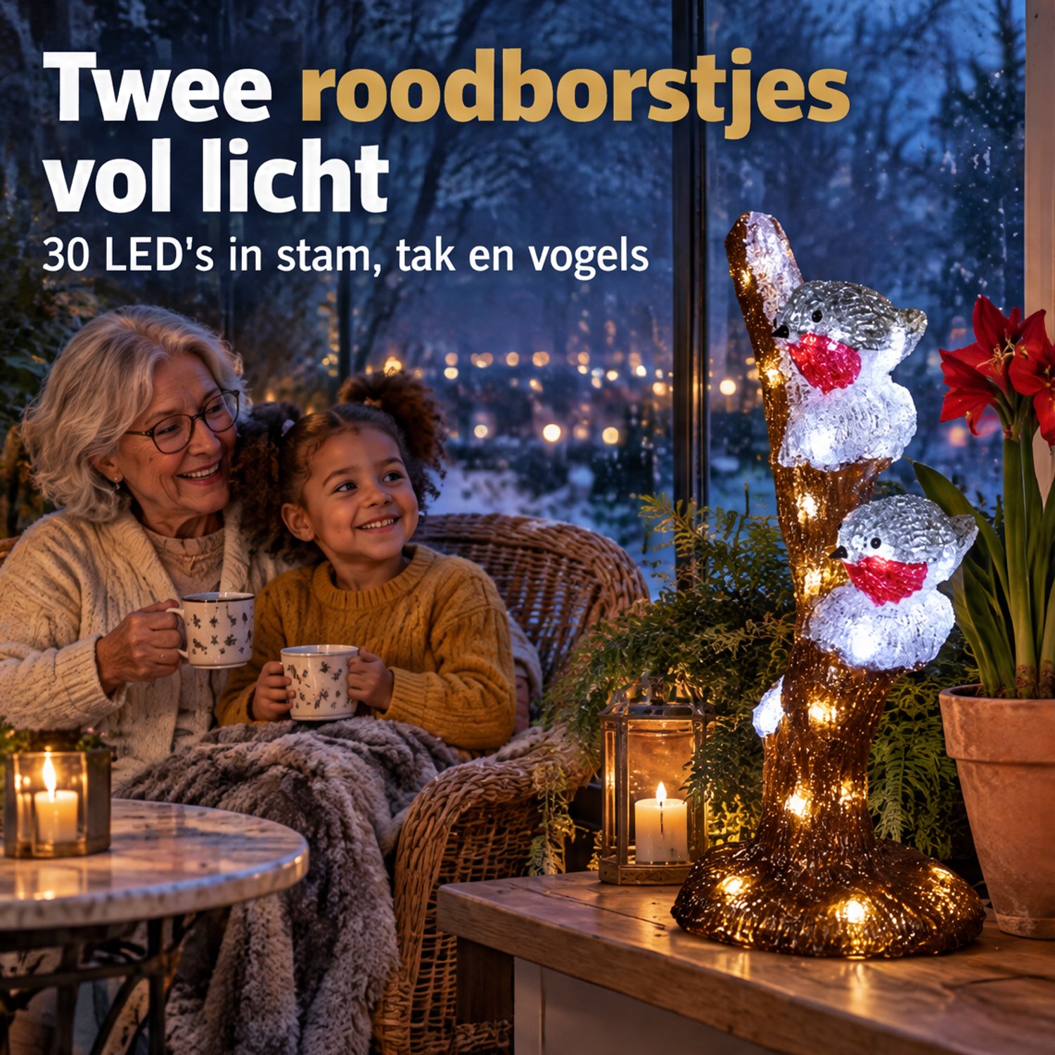 Levano Kerstverlichting Buiten Figuren - Kerstdecoratie voor Binnen en Buiten - Kerstverlichting op Batterij - Kerstlampjes met Timer - Kerstbeeldjes - Kerst Vogels op Tak - Kerst Tuin Decoratie - Acryl Kerstfiguur met LED - Sfeerverlichting – foto 2