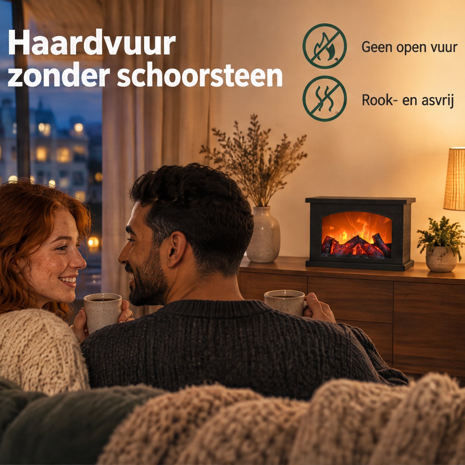 Levano Tafelhaard 30 cm - Sfeerhaard Elektrisch - Elektrische Haard - Openhaard - LED Haard - Nep Vuur - Vuurhaard voor Binnen - LED Vuur - Sfeerverlichting - Sfeerlamp - Woondecoratie - Kerstdecoratie - Lamp op Batterijen – foto 3
