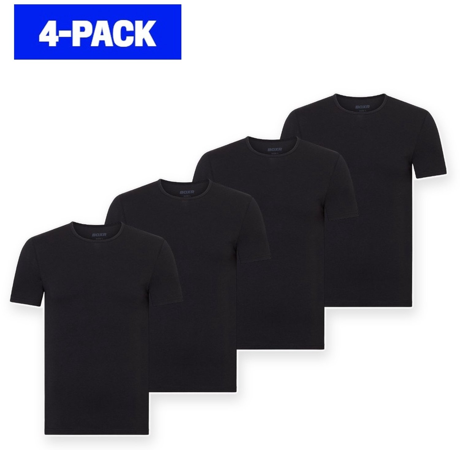 BOXR Underwear - Bamboe T-Shirt Heren - Ronde Hals - Zwart - XL - Zijdezacht - Thermo Control - Ondershirt Heren - 4-Pack