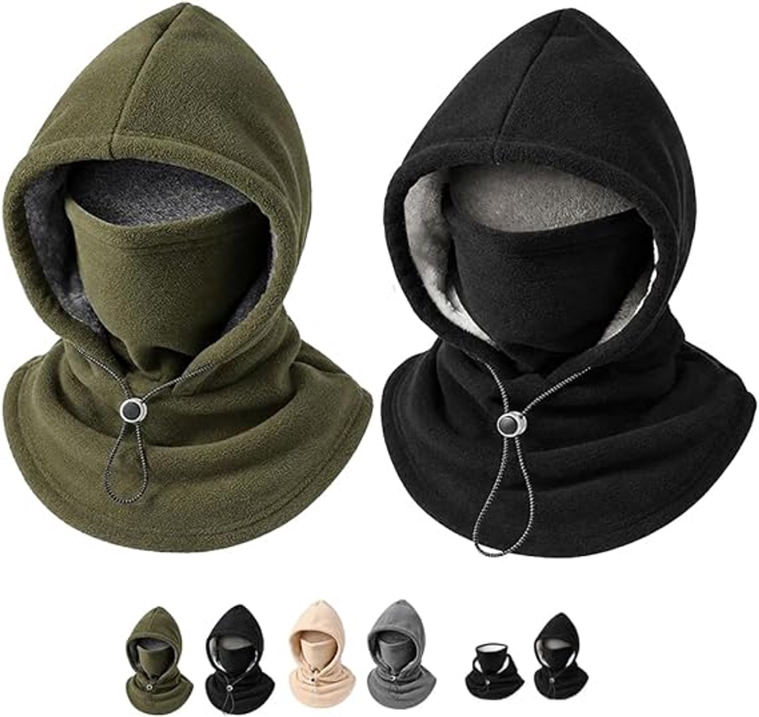 2 Stuks - 3-in-1 Dubbellaagse Fleece Muts - Warm & Veelzijdig voor Buitenactiviteiten - Koudebescherming - Winter skimasker - Sjaal & Gezichtsmasker - Skimasker / Bivakmuts - Verstelbaar - voor Fietsen, Skiën, Wandelen en Motorrijden - TENGYIF®