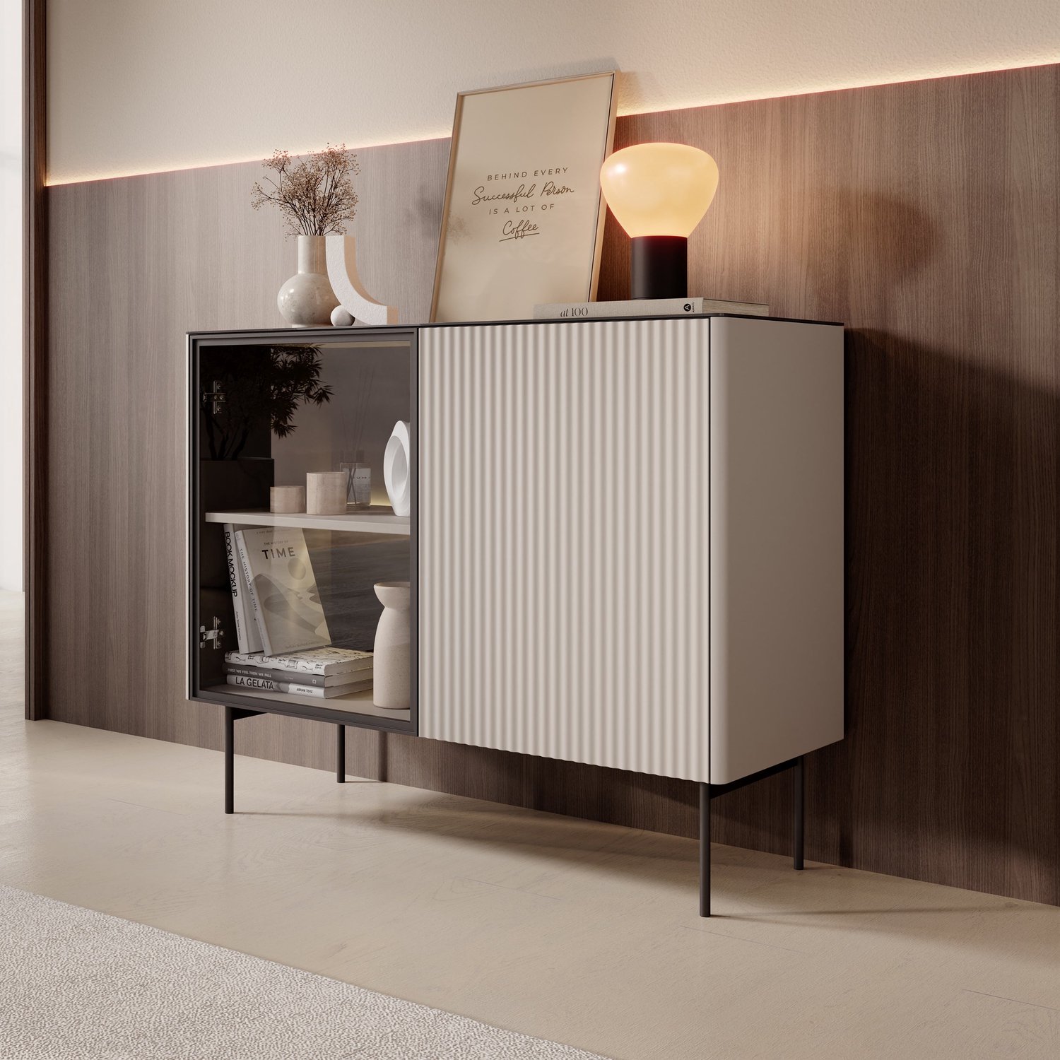 MEUBELLA Okari - Dressoir - Beige - 107x39x84 cm