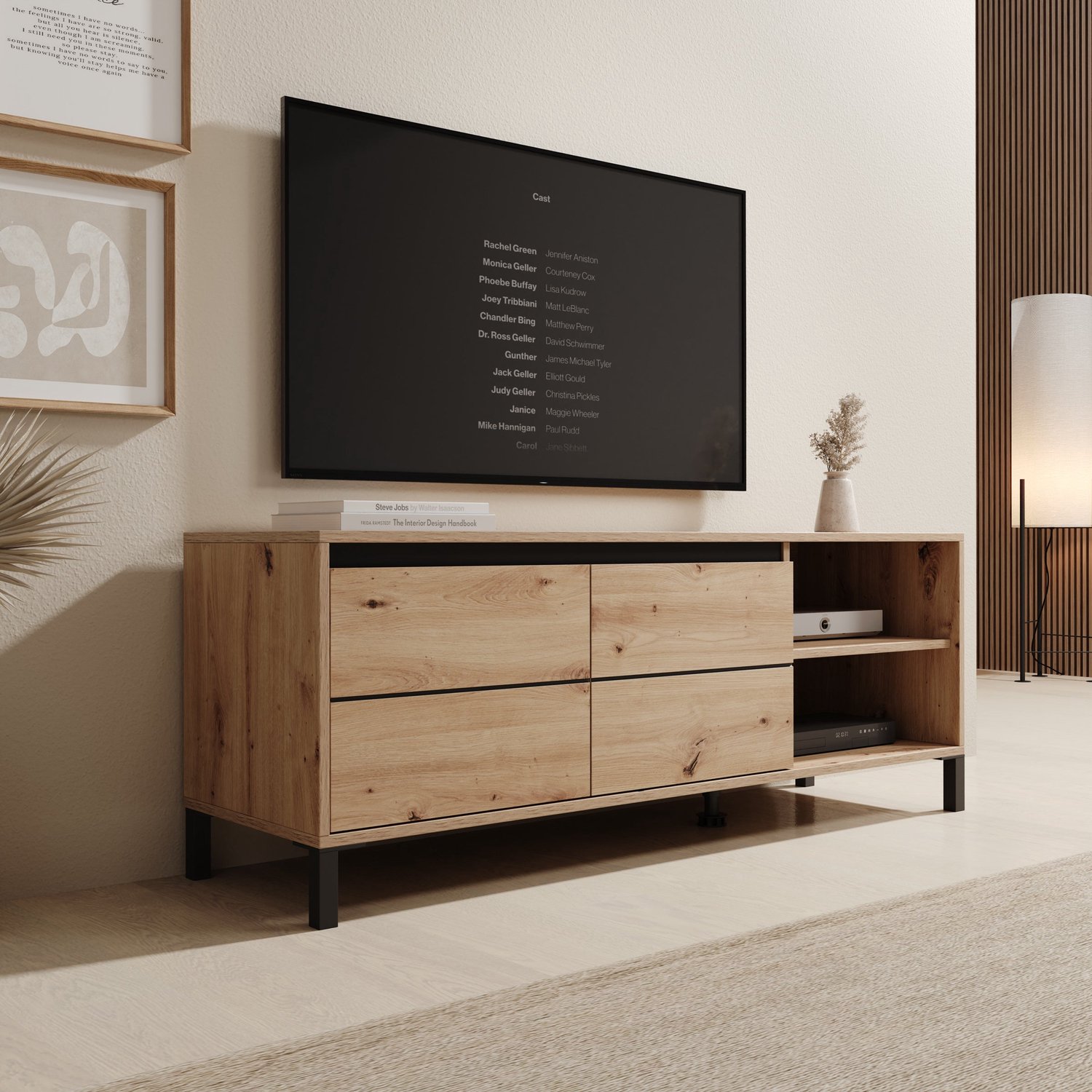 MEUBELLA Montellini - TV-Meubel - Eikenpatroon - 138x40x52 cm Bruin