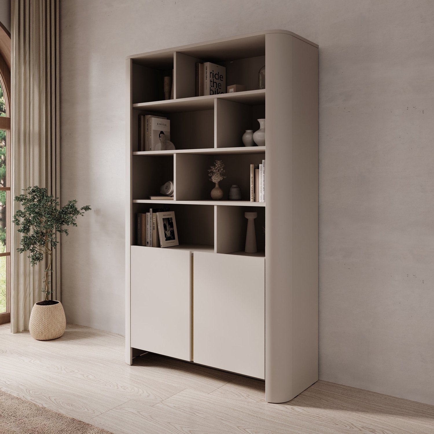 MEUBELLA Barbados - Boekenkast - Beige - 103x39x170 cm