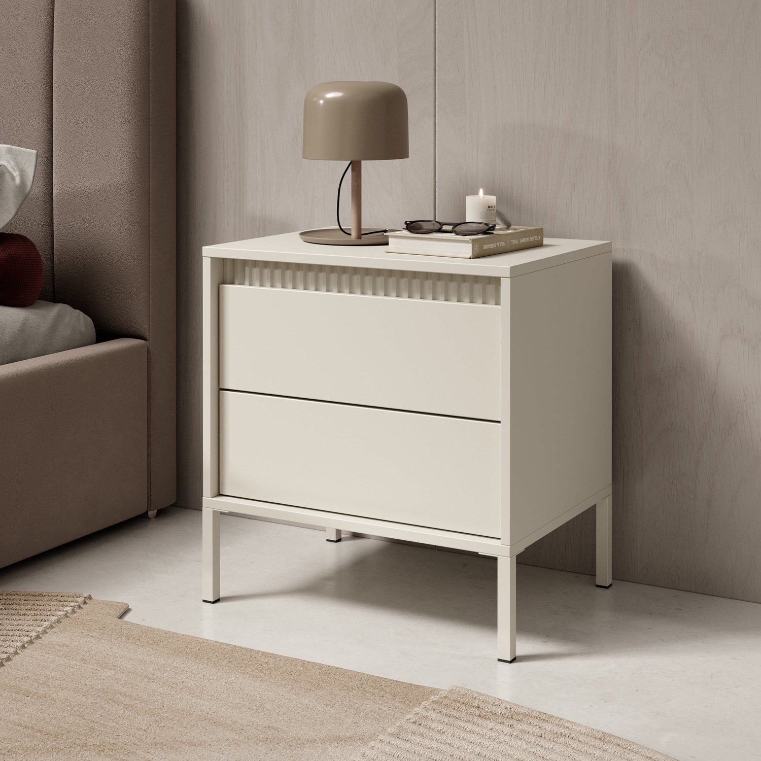 MEUBELLA Saran - Nachtkastje - Beige - 54 cm