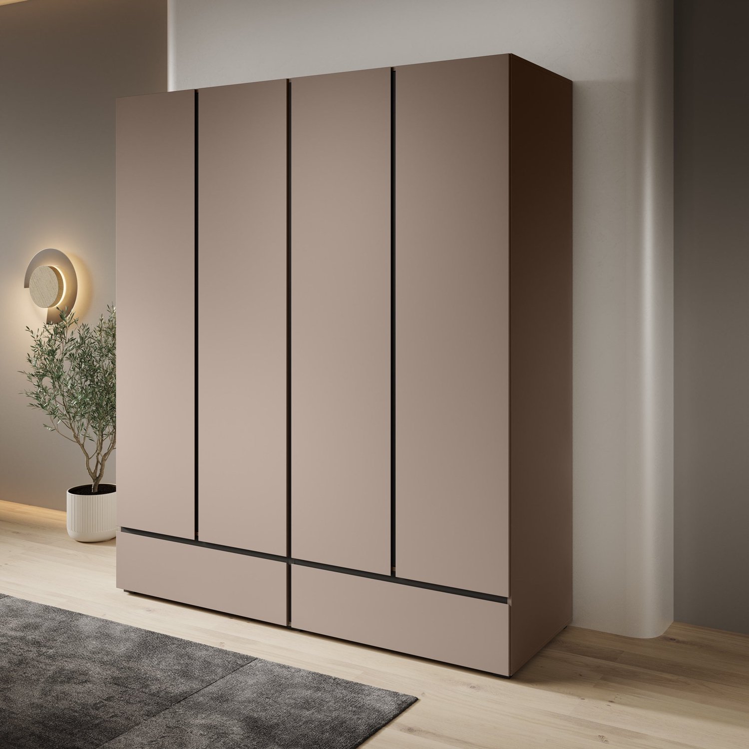 MEUBELLA Cainan - Kledingkast 4-deurs - Beige - 180x60x210 cm
