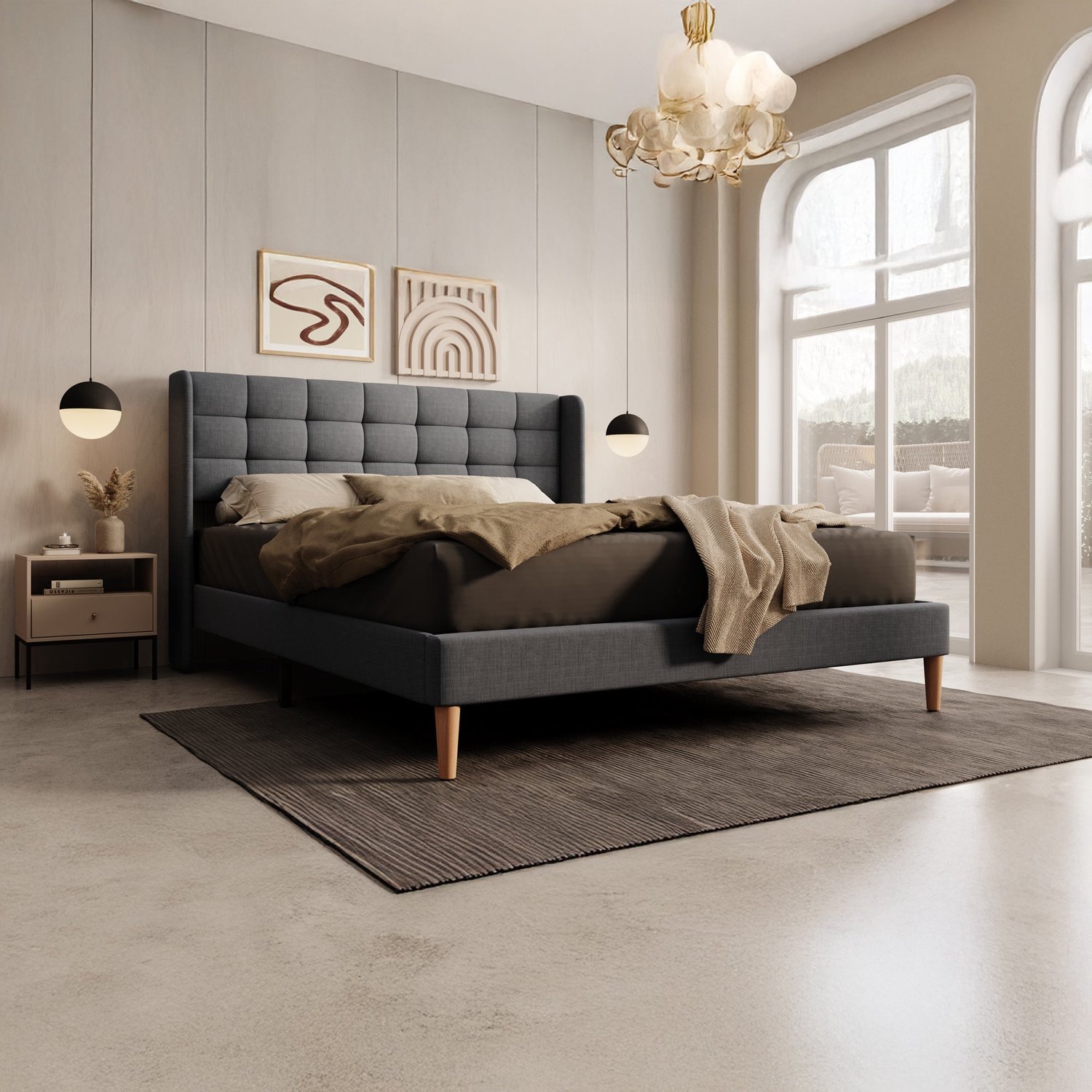 MEUBELLA Tweepersoonsbed Christ - Grijs - 160x200
