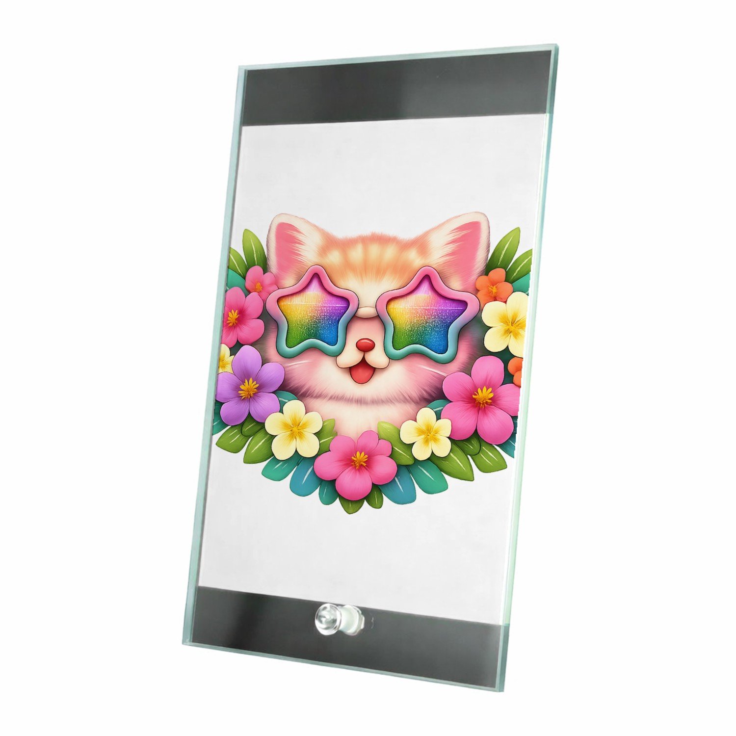 Mr Cadeautjes Glasframe 15 x 23 - design Een stoer en vrolijk fantasiedier als centraal badge-motief | cadeau Wit