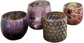 LOBERON Windlicht set van 4 Marine paars