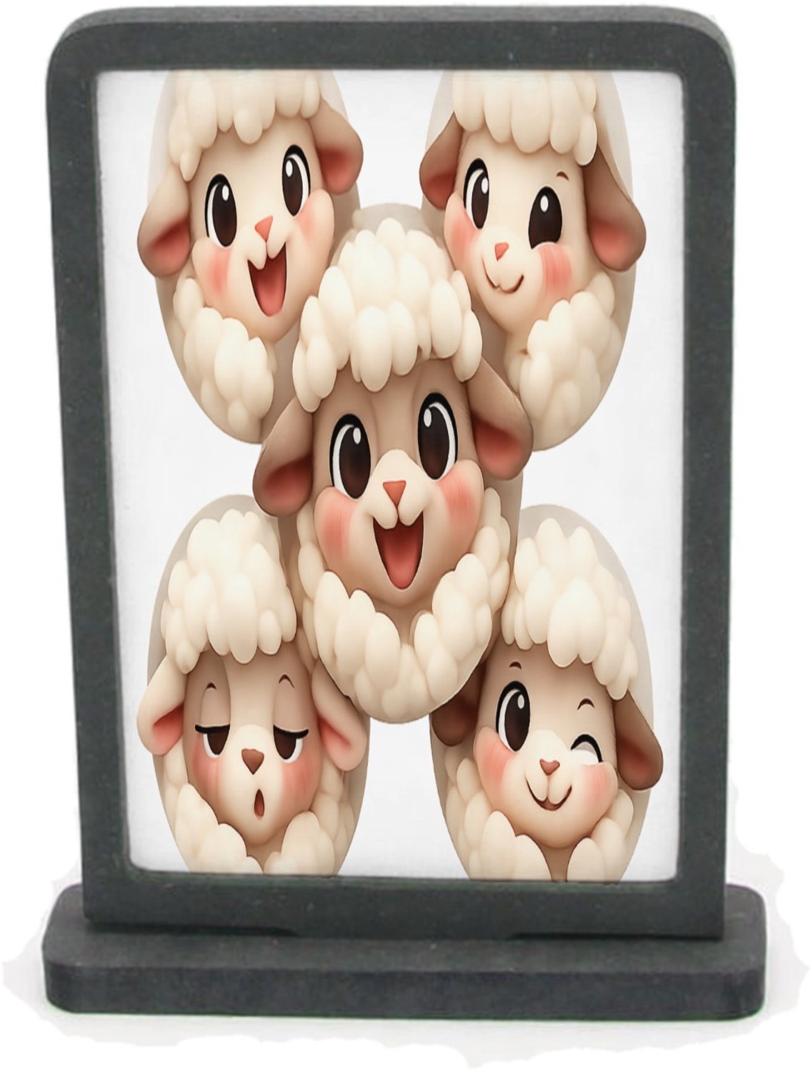 Mr Cadeautjes Houten fotolijst rechthoek met MDF inleg - design Speelse dierenportretten in een verzamelserie met ronde kade | cadeau Wit