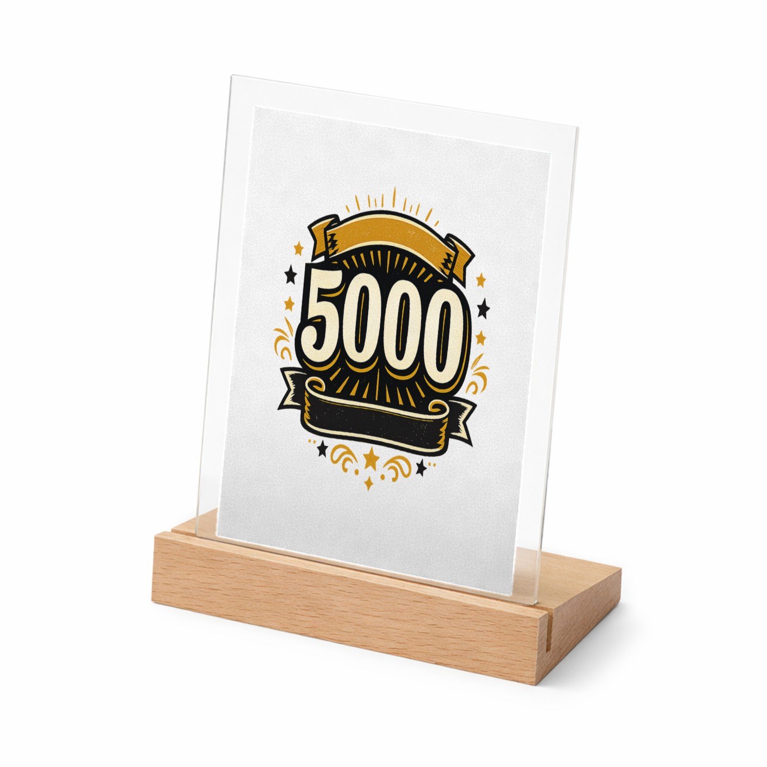 Mr Cadeautjes Glasframe met vaste tekst - design Stoere mijlpaalprint met centraal jaartal in een moderne bad | cadeau Wit