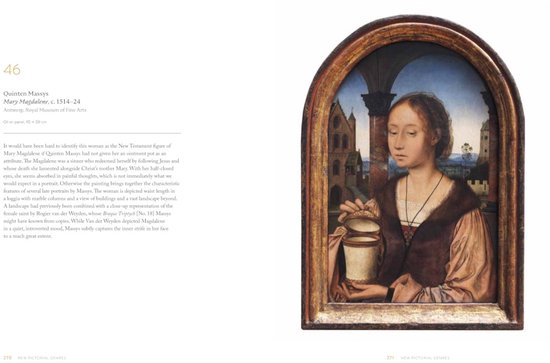 Pagina 270-271 met Quinten Massys' 'Maria Magdalena', een vrouw die een zalfpot vasthoudt.